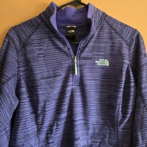 The North Face Purple Striped Quarter-Zip Fleece, L (PTP=18.5")